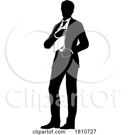 Business People Man with Clipboard Silhouette by AtStockIllustration