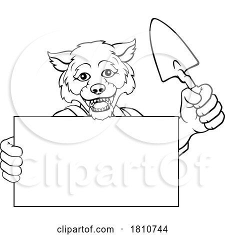 Bricklayer Wolf Trowel Tool Handyman Mascot by AtStockIllustration