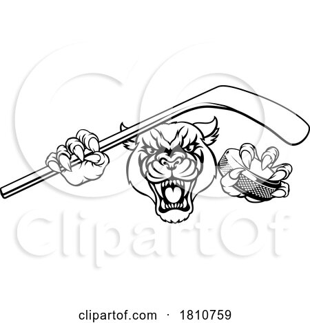 Panther Ice Hockey Player Animal Sports Mascot by AtStockIllustration