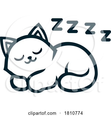 Cute Sleeping Cat or Kitten Cartoon Character by AtStockIllustration