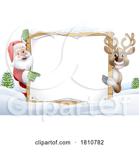Christmas Santa Claus Reindeer Background Cartoon by AtStockIllustration