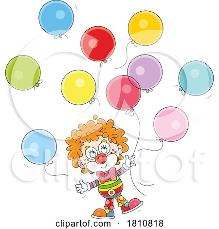 Cartoon Clipart Party Clown with Balloons by Alex Bannykh