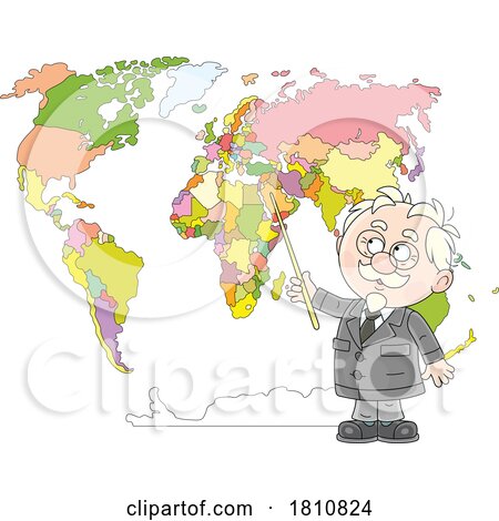 Cartoon Clipart Teacher Discussing Geography by Alex Bannykh