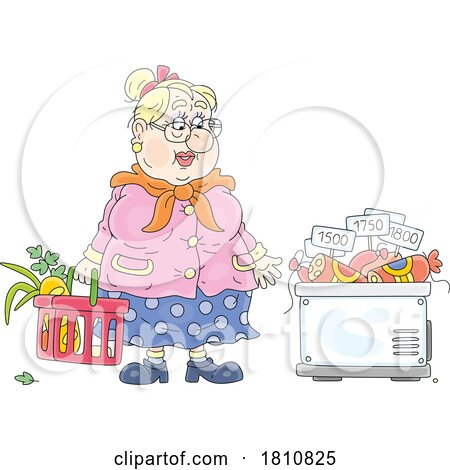 Cartoon Clipart Grandma at the Market by Alex Bannykh
