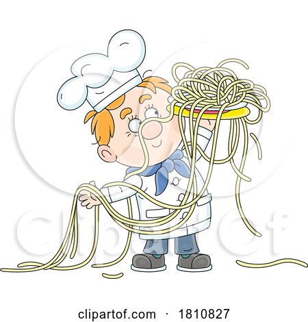 Cartoon Clipart Chef with Spaghetti by Alex Bannykh