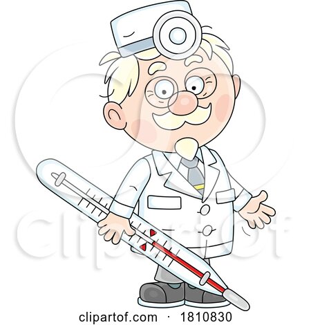 Cartoon Clipart Doctor with a Thermometer by Alex Bannykh