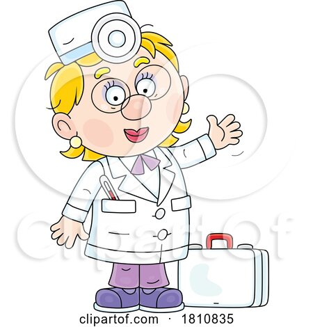 Cartoon Clipart Doctor with a First Aid Kit by Alex Bannykh