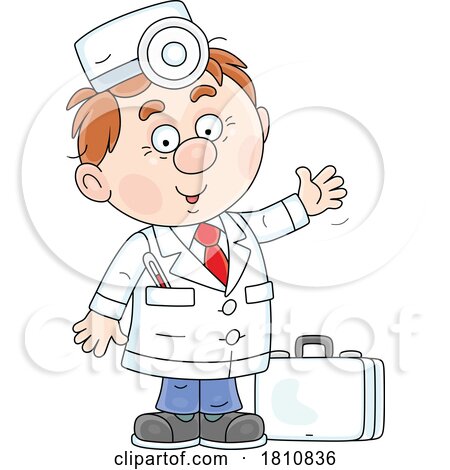 Cartoon Clipart Doctor with a First Aid Kit by Alex Bannykh