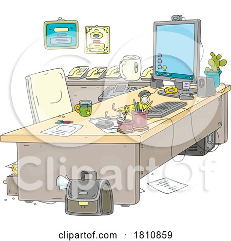 Cartoon Clipart Office Desk by Alex Bannykh
