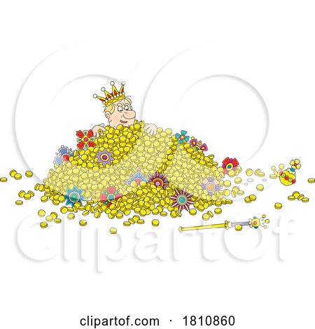 Cartoon Clipart King Buried in Gold by Alex Bannykh