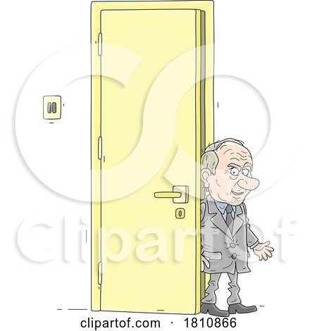 Cartoon Clipart Politician in a Doorway by Alex Bannykh