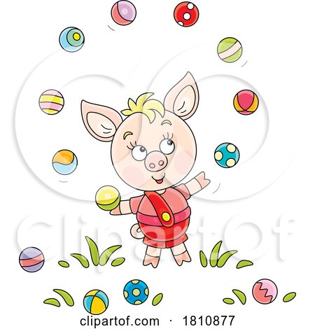 Cartoon Clipart Piglet Juggling by Alex Bannykh