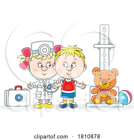 Cartoon Clipart Kids Playing Doctor by Alex Bannykh