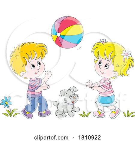 Cartoon Clipart Kids Playing Ball by Alex Bannykh