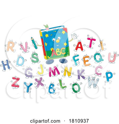 Cartoon Clipart Alphabet Book Mascot with Letters by Alex Bannykh