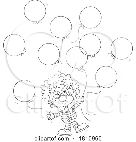 Cartoon Clipart Party Clown with Balloons by Alex Bannykh