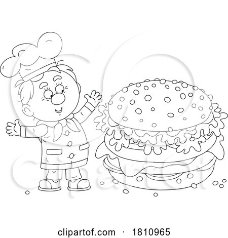 Cartoon Clipart Chef with a Burger by Alex Bannykh