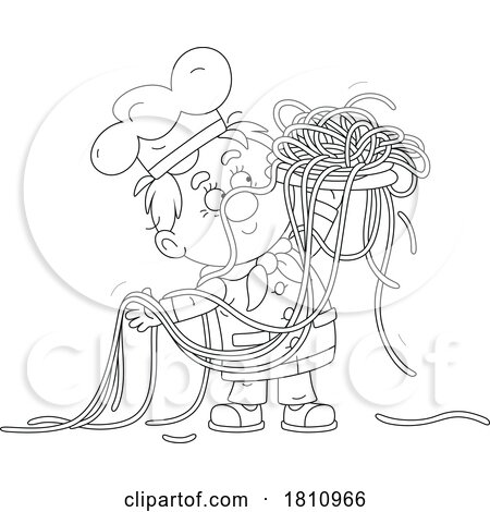 Cartoon Clipart Chef with Spaghetti by Alex Bannykh