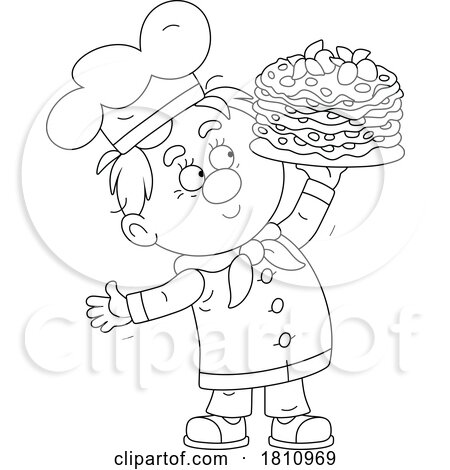 Cartoon Clipart Chef with Crepes by Alex Bannykh