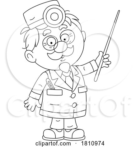 Cartoon Clipart Doctor with a Pointer Stick by Alex Bannykh