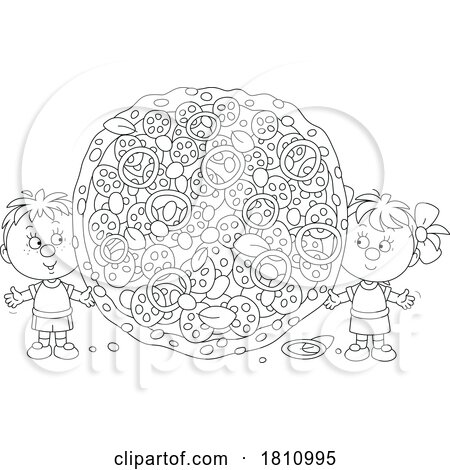 Cartoon Clipart Kids with Pizza by Alex Bannykh