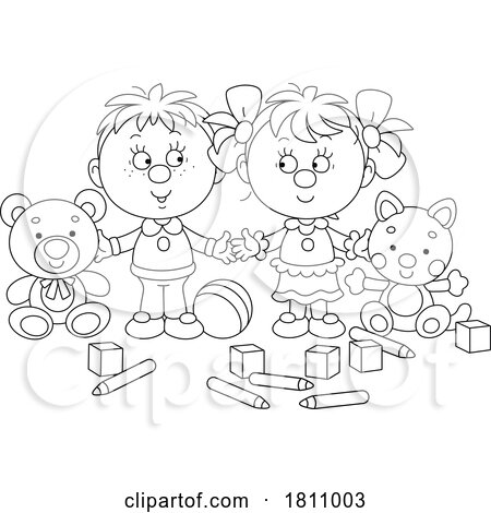 Cartoon Clipart Kids with Toys by Alex Bannykh