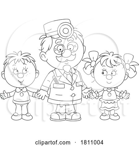 Cartoon Clipart Kids and Doctor by Alex Bannykh