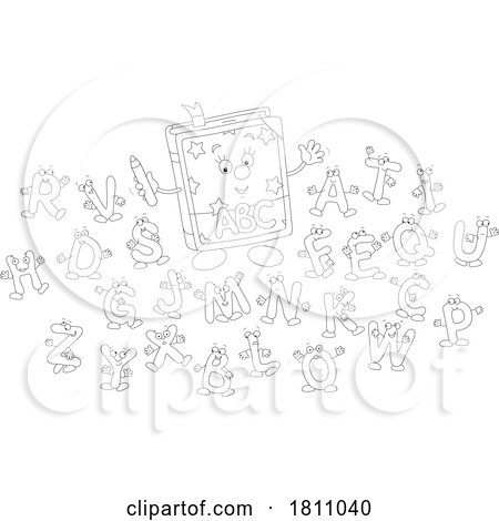 Cartoon Clipart Alphabet Book Mascot with Letters by Alex Bannykh