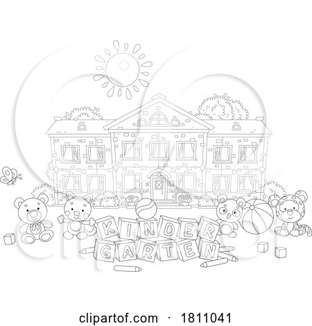 Cartoon Clipart Kindergarten Building by Alex Bannykh