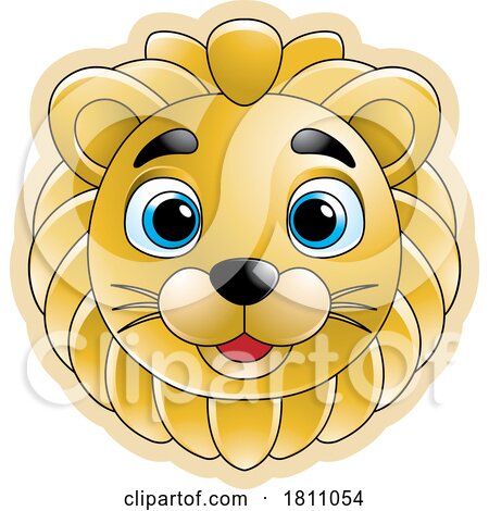 Cute Happy Golden Lion Face Mascot by Lal Perera