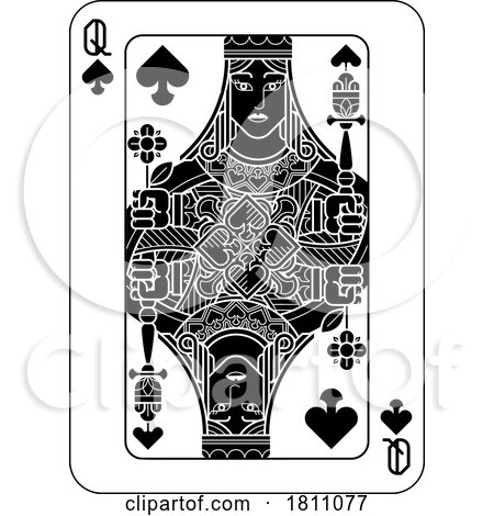 Playing Cards Deck Pack Queen of Spades Design by AtStockIllustration