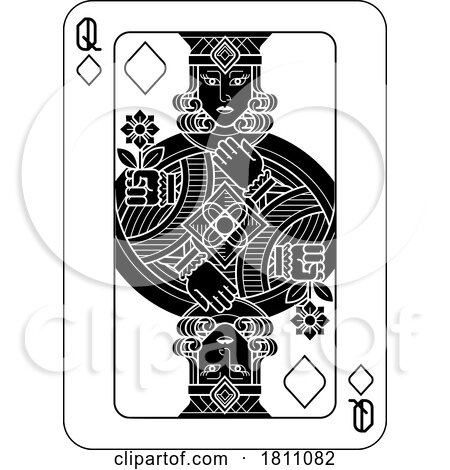 Playing Cards Deck Pack Queen of Diamonds Design by AtStockIllustration
