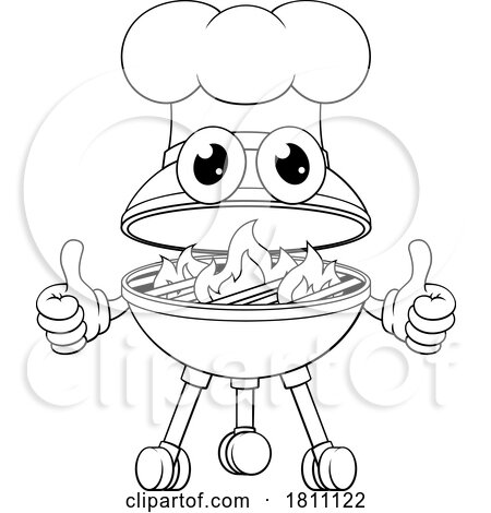 Barbecue Chef Cartoon Mascot Charcoal BBQ Person by AtStockIllustration
