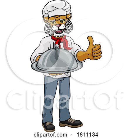 Wildcat Chef Mascot Cartoon Character by AtStockIllustration