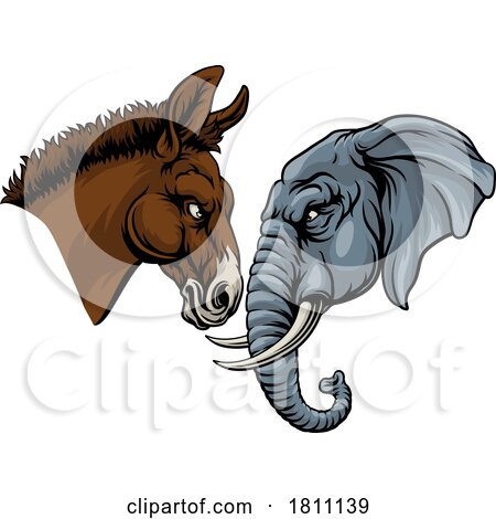 Republican Democrat Elephant Donkey Party Politics by AtStockIllustration