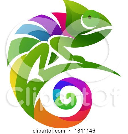 Rainbow Chameleon Mascot by AtStockIllustration