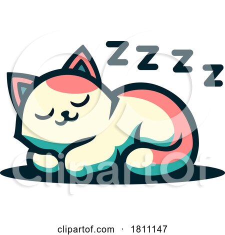 Cute Sleeping Cat or Kitten Cartoon Character by AtStockIllustration