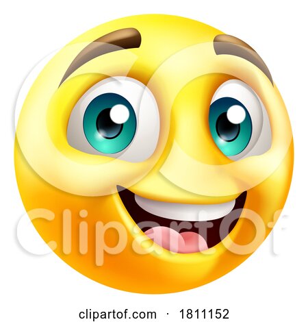 Happy Smiling Emoji Emoticon Face Cartoon Icon by AtStockIllustration