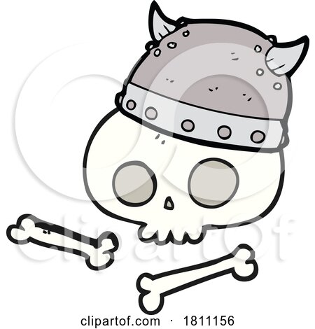 Cartoon Viking Helmet on Skull by lineartestpilot