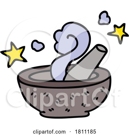 Quirky Hand Drawn Cartoon Magic Pestle and Mortar by lineartestpilot