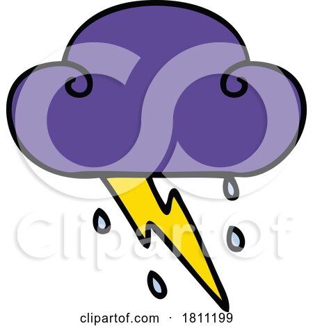 Quirky Hand Drawn Cartoon Thunder Cloud by lineartestpilot