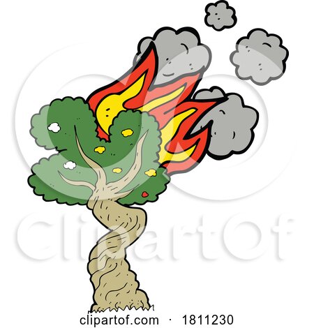 Cartoon Burning Tree by lineartestpilot