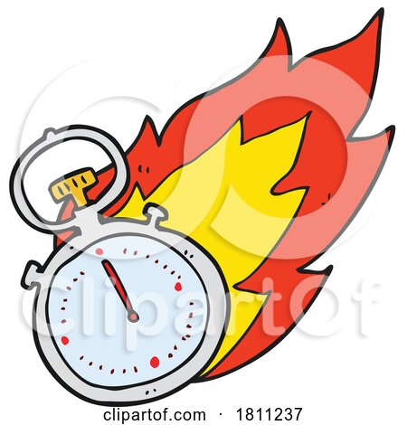 Cartoon Flaming Stop Watch by lineartestpilot