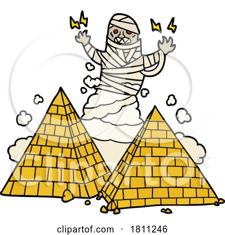 Cartoon Mummy and Pyramids by lineartestpilot