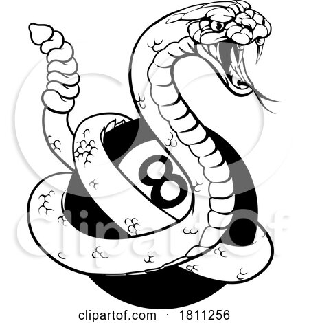 Rattlesnake Snake Pool 8 Ball Billiards Mascot by AtStockIllustration