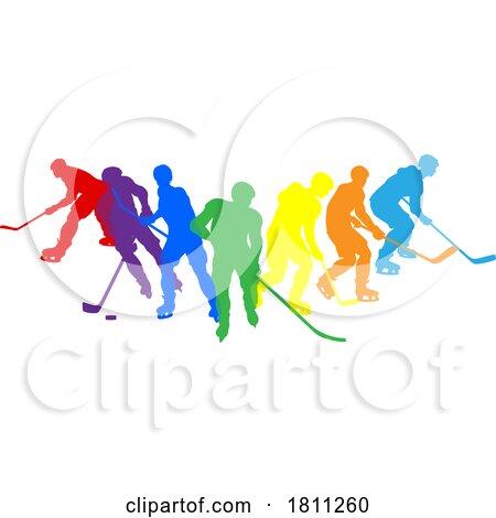 Ice Hockey Silhouette People Player Silhouettes by AtStockIllustration