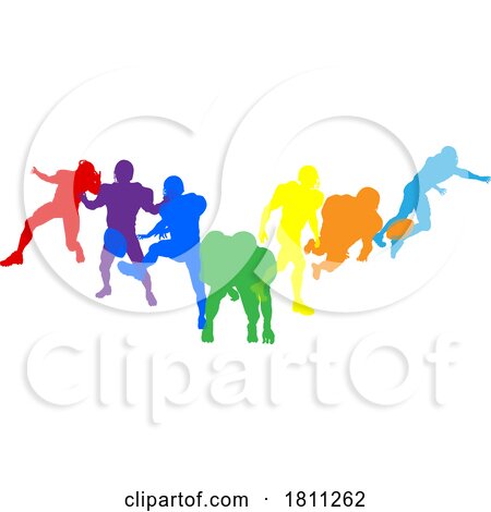 American Football Silhouette Player Silhouettes by AtStockIllustration
