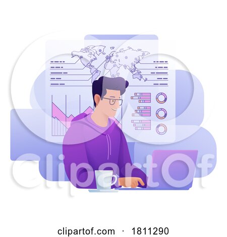 Man Data Analysis Laptop Business Illustration by AtStockIllustration