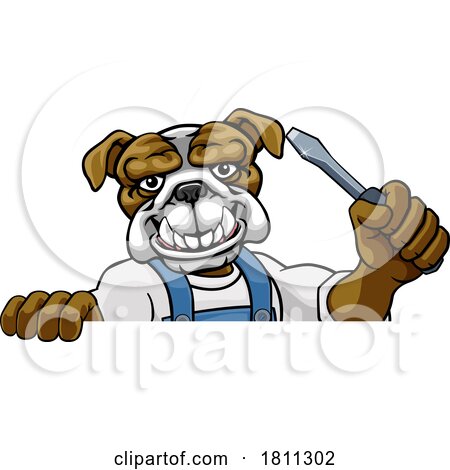 Bulldog Electrician Handyman Holding Screwdriver by AtStockIllustration