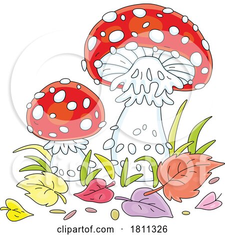 Licensed Clipart Cartoon Fly Agaric Mushrooms by Alex Bannykh